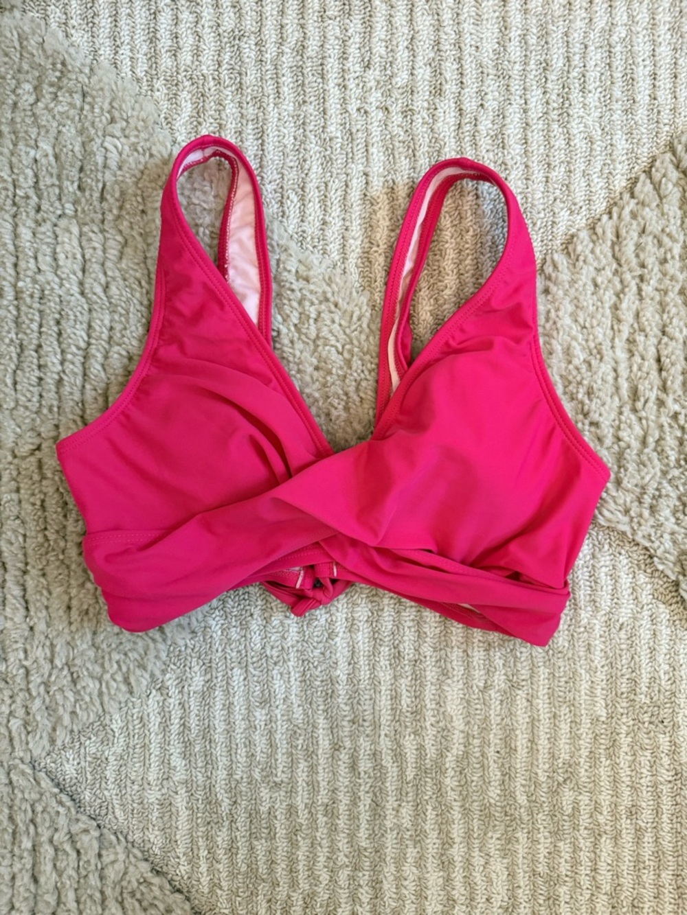 Cupshe Hot Pink Twist-Front Bikini Top